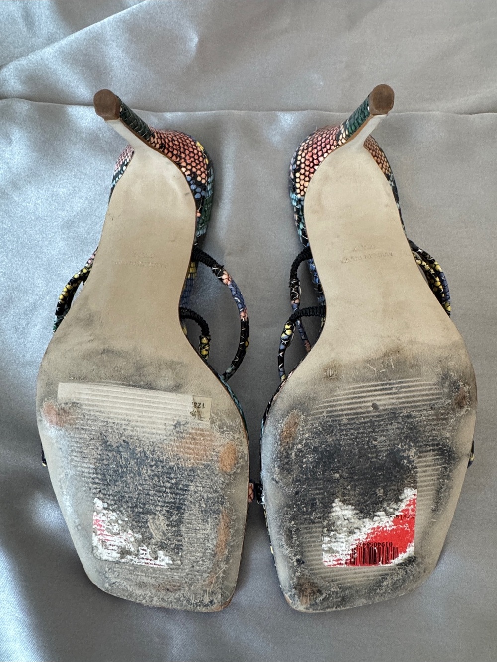 Steve Madden Multicolor Snakeskin Strappy Heeled Sandals - Picture 3 of 3